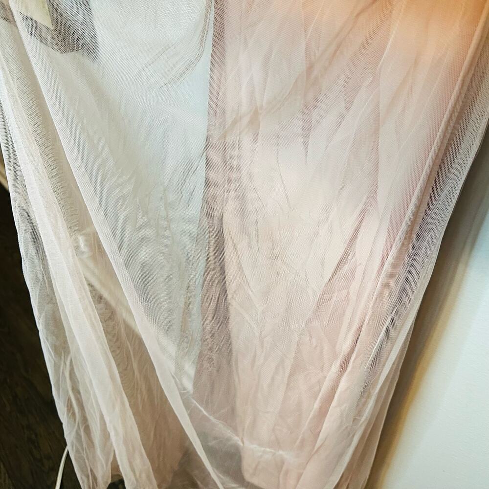 AMSALE Women's Blush Pink Sweetheart Neckline Wedding Chiffon Maxi Dress Size 2 - Picture 9 of 12